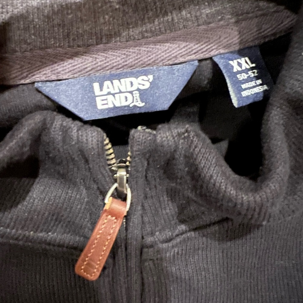 BUNDLE FOR$10 Lands' End Navy and Black Quarter-Zip Pullover - Picture 3 of 5